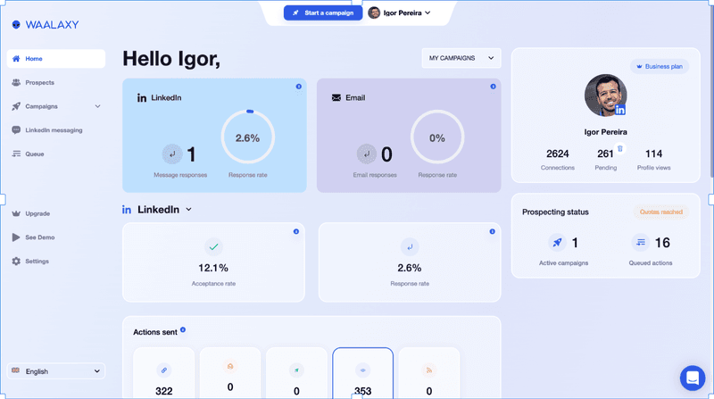 waalaxy dashboard