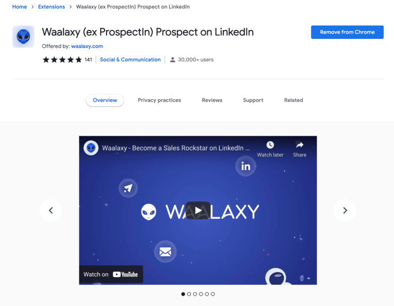 waalaxy's chrome extension website